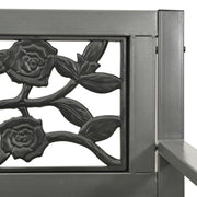 Garden Bench Steel Grey Powder-Coated Steel 3-Seater