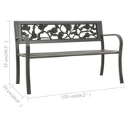 Garden Bench Steel Grey Powder-Coated Steel 3-Seater