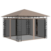 Gazebo with Mosquito Net 9.8'x9.8'x9' Taupe 0.6 oz/ft