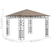 Gazebo with Mosquito Net 9.8'x9.8'x9' Taupe 0.6 oz/ft