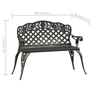 Garden Bench Green Cast Aluminum Medium Durable Garden Bench