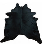 6' X 7' Black Cowhide Handmade Area Rug