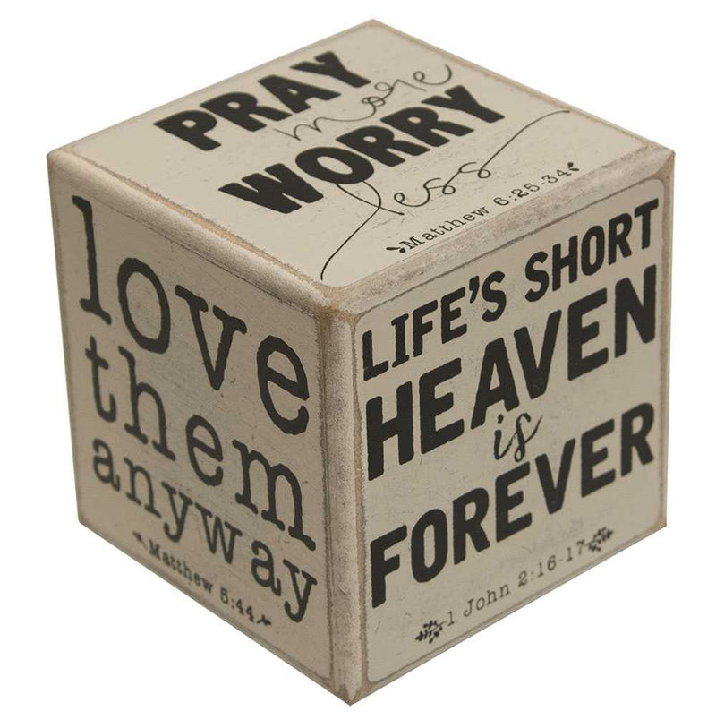 6-Sided Block - Pray More Worry Less