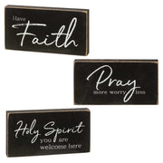 Pray More, Worry Less Wooden Block  (3 Count Assortment)
