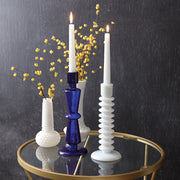 Cobalt Blue Glass Taper Candle Holder - Box of 2