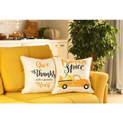 Set of Two 18" X 18" Orange and White Thanksgiving Pumpkin Pillow Covers