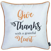 Set of Two 18" X 18" Orange and White Thanksgiving Pumpkin Pillow Covers