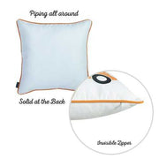 Set of Two 18" X 18" Orange and White Thanksgiving Pumpkin Pillow Covers