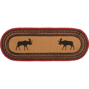 Cumberland Stenciled Moose Jute Runner Oval 13x36