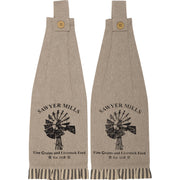 Sawyer Mill Charcoal Windmill Button Loop Kitchen Towel Set of 2