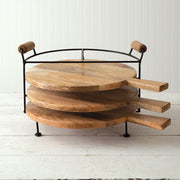 Set Of Three Cutting Boards With Metal Stand