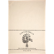 Sawyer Mill Charcoal Windmill Muslin Unbleached Natural Tea Towel 19x28