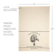 Sawyer Mill Charcoal Windmill Muslin Unbleached Natural Tea Towel 19x28
