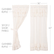 Simple Life Flax Antique White Ruffled Short Panel Set of 2 63x36