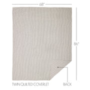 Hatteras Seersucker Blue Ticking Stripe Twin Quilt Coverlet 68Wx86L