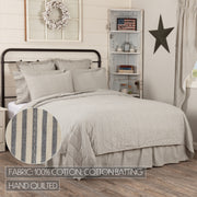 Hatteras Seersucker Blue Ticking Stripe Twin Quilt Coverlet 68Wx86L