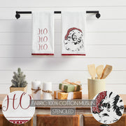 Kringle Chenille Ho Ho Ho White Muslin Tea Towel Set of 2 19x28