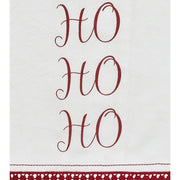 Kringle Chenille Ho Ho Ho White Muslin Tea Towel Set of 2 19x28