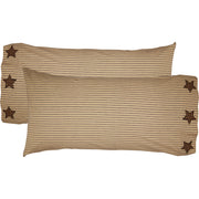 Farmhouse Star King Pillow Case w/Applique Star Set of 2 21x40