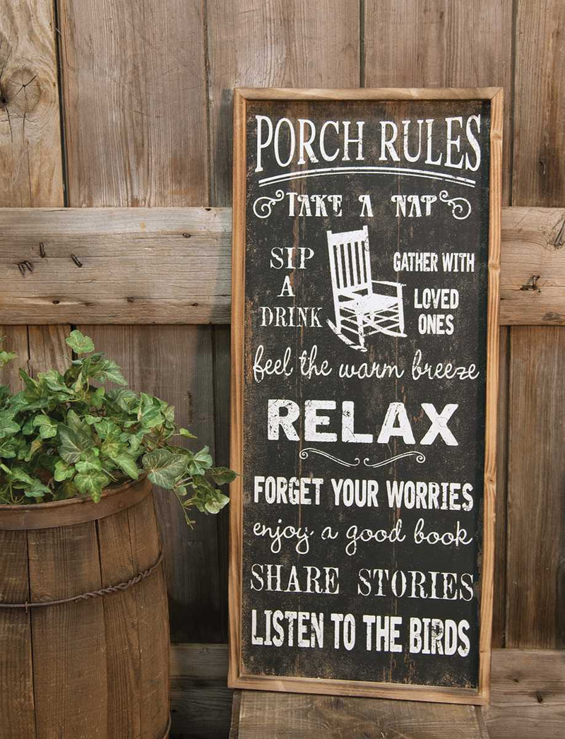 Porch Rules Wooden Sign