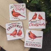 Christmas Cardinals Resin Coasters (Set of 4)