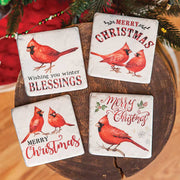 Christmas Cardinals Resin Coasters (Set of 4)