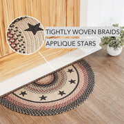 Colonial Star Jute Rug Half Circle w/ Pad 16.5x33