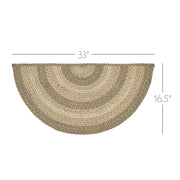 Cobblestone Jute Rug Half Circle w/ Pad 16.5x33