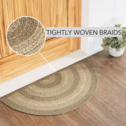 Cobblestone Jute Rug Half Circle w/ Pad 16.5x33