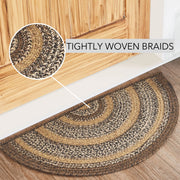 Espresso Jute Rug Half Circle w/ Pad 16.5x33