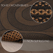 Black & Tan Jute Rug Oval w/ Pad 60x96
