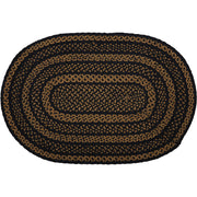 Black & Tan Jute Rug Oval w/ Pad 24x36