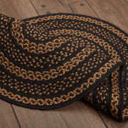 Black & Tan Jute Rug Oval w/ Pad 24x36