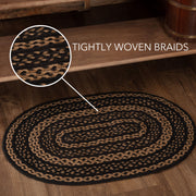 Black & Tan Jute Rug Oval w/ Pad 24x36