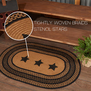 Farmhouse Jute Rug Oval Stencil Stars w/ Pad 24x36