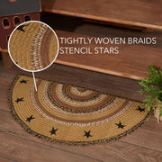Kettle Grove Jute Rug Half Circle Stencil Stars w/ Pad 16.5x33