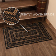 Black & Tan Jute Rug Rect w/ Pad 24x36