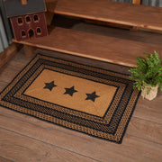 Farmhouse Jute Rug Rect Stencil Stars w/ Pad 24x36
