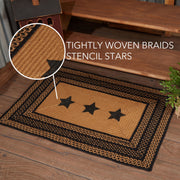 Farmhouse Jute Rug Rect Stencil Stars w/ Pad 24x36