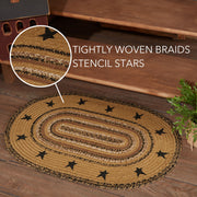 Kettle Grove Jute Rug Stencil Stars Border Oval w/ Pad 20x30