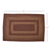 Burgundy Tan Jute Rug Rect w/ Pad 24x36