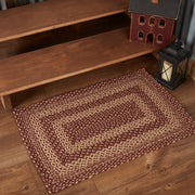 Burgundy Tan Jute Rug Rect w/ Pad 24x36
