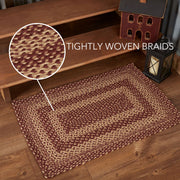 Burgundy Tan Jute Rug Rect w/ Pad 24x36