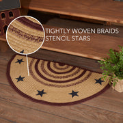 Potomac Jute Rug Half Circle Stencil Stars w/ Pad 16.5x33