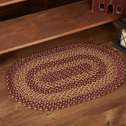 Burgundy Tan Jute Rug Oval w/ Pad 20x30