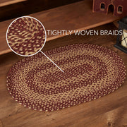 Burgundy Tan Jute Rug Oval w/ Pad 20x30