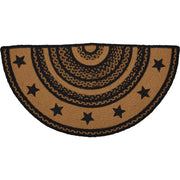 Farmhouse Jute Rug Half Circle Stencil Stars Border w/ Pad 16.5x33
