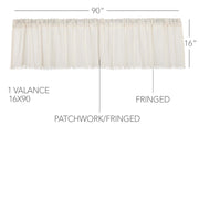 Tobacco Cloth Antique White Patchwork Valance 16x90