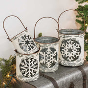 White Vintage Snowflake Buckets