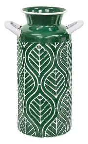 Leaf Etched Enamel Milk Can